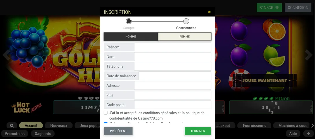 Casino770 inscription